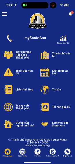 mySantaAna app in Vietnamese