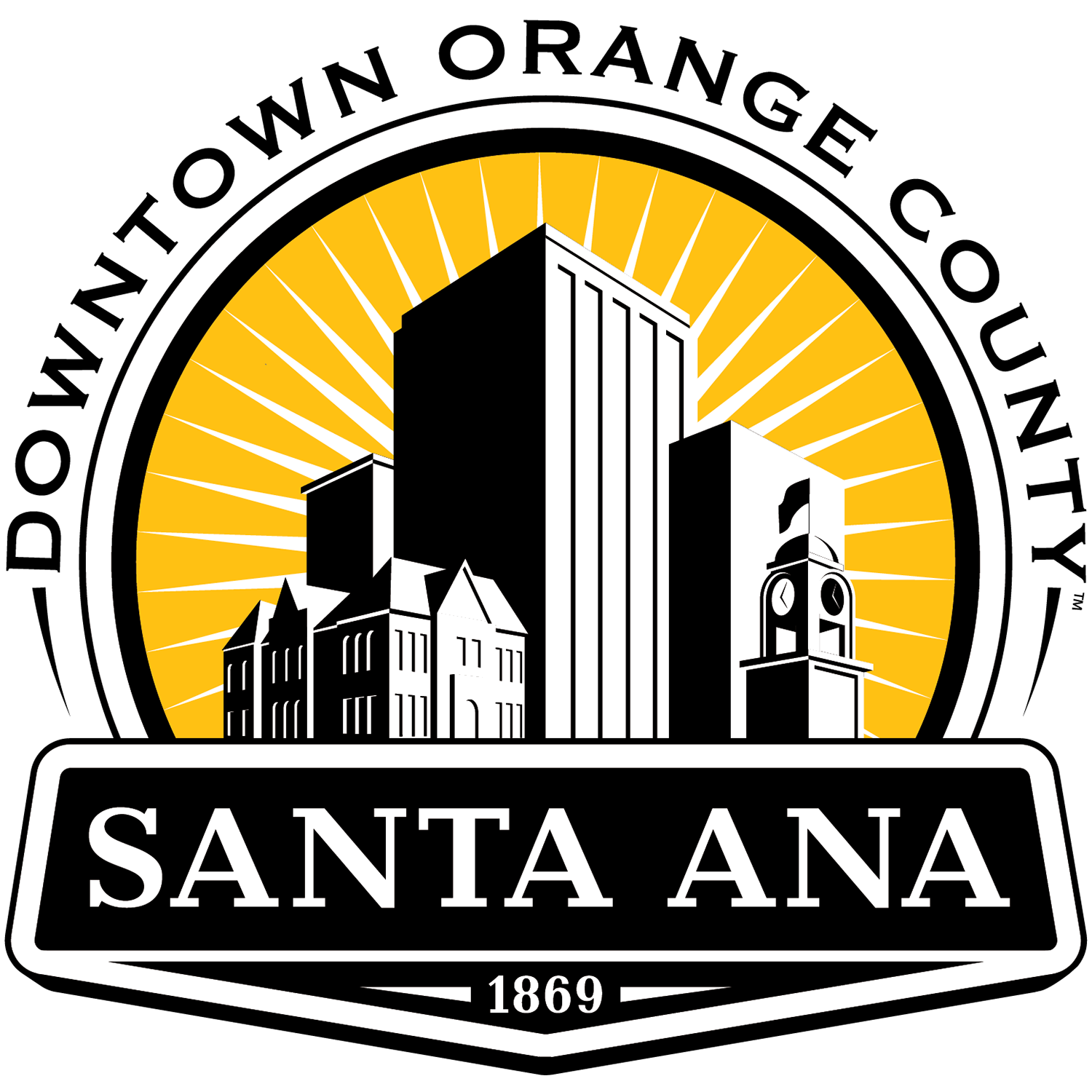 City of Santa Ana Logo, surrounded by the words "Downtown Orange County"