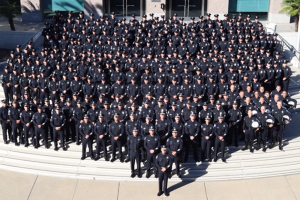 A group shot of all Santa Ana police officers from above