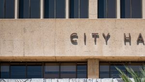 front of City Hall building with 