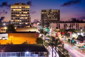 night sky in Downtown Santa Ana