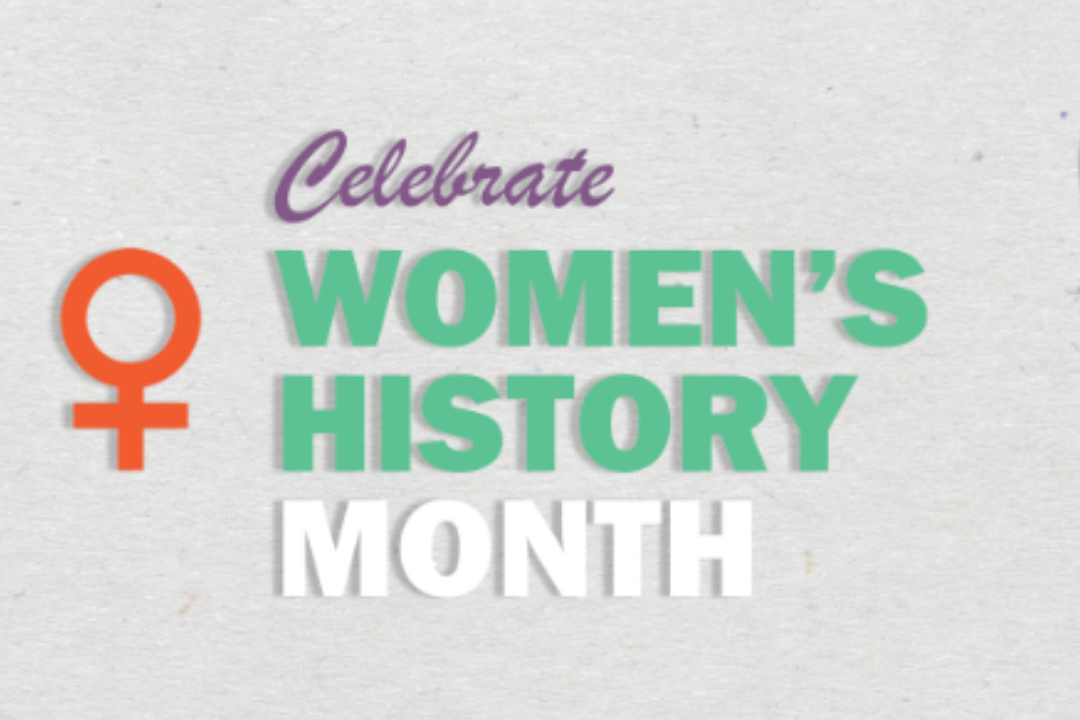 womoen history wording and female logo