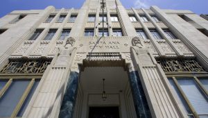 View of the entrance of the old city hall building