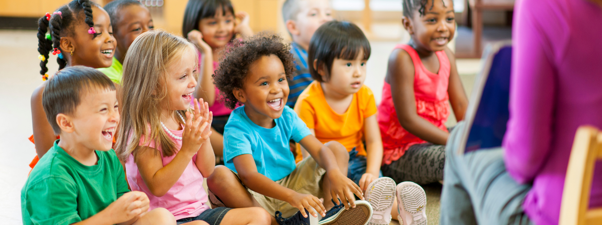 Kids in a storytime with teacher