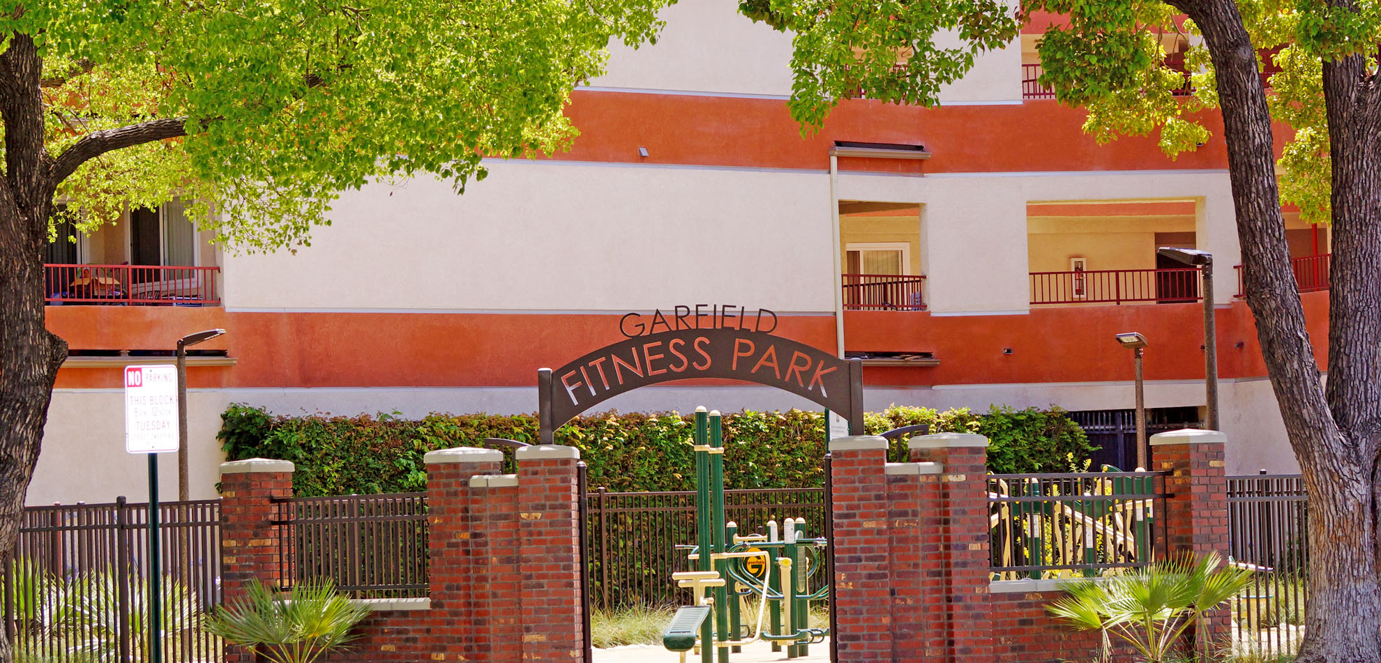 Outdoor exercise equipment at Garfield Exercise Park - City of Santa Ana