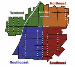 map of the four policing districts