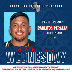 Wanted Wednesday flier of Carlitos Peralta