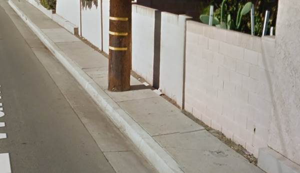 Warner Avenue Obstructed Sidewalk with utility pole