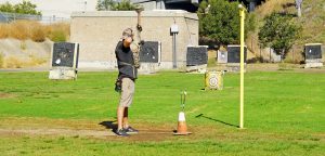 resident practicing at the archery range at Santiago park