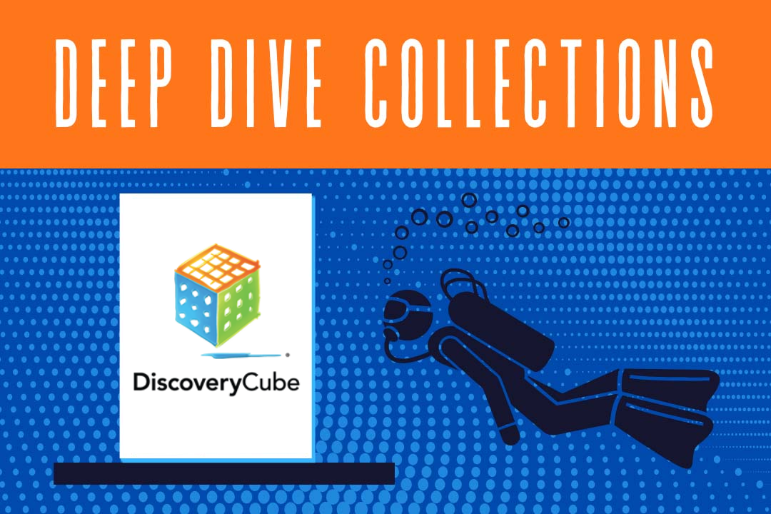 scuba diver heading towards discovery cube logo