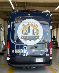 Backside of knowledge mobile with Santa Ana Seal