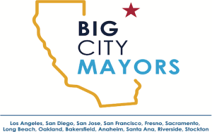 Outline of California with the words "Big City Mayors" and a red star.