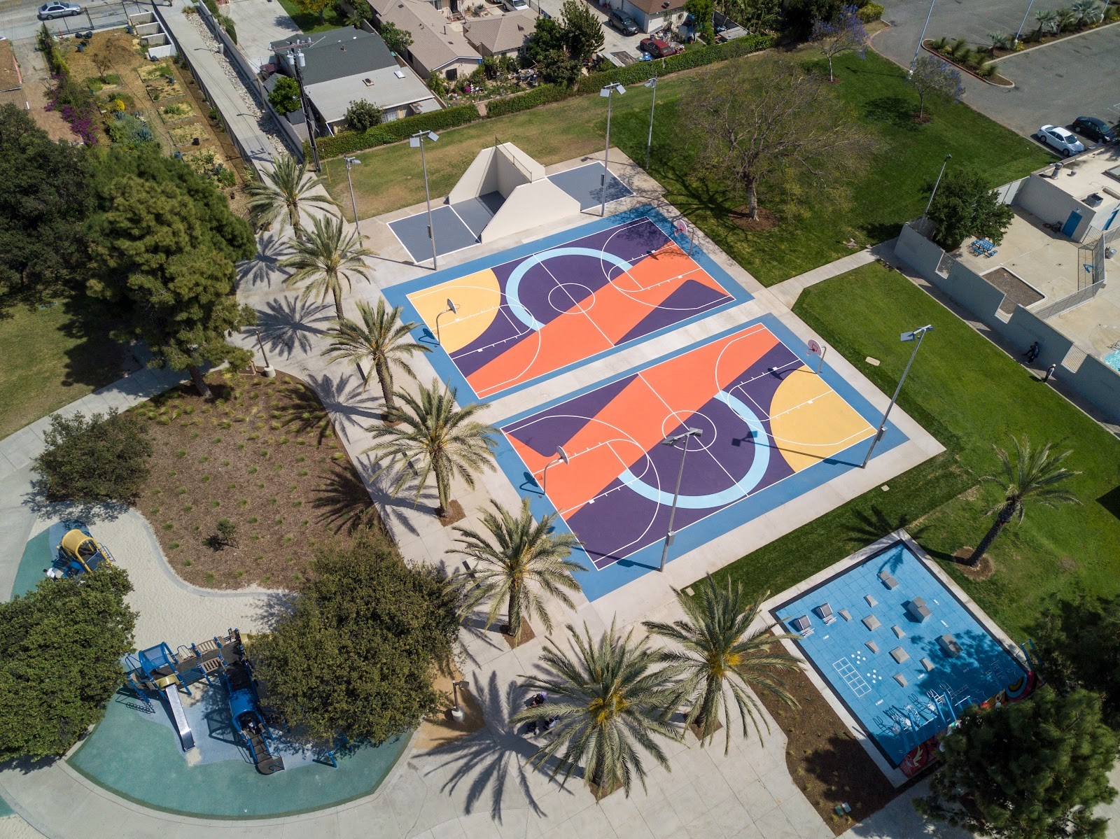 Aerial Shot of El Salvado Park Fitness and Basket Ball Courts