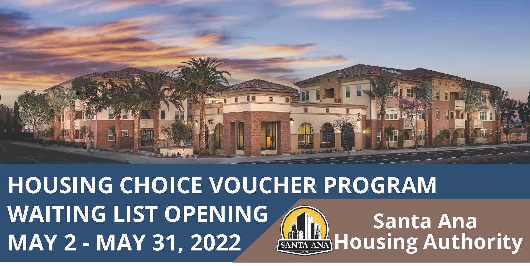 Housing choice voucher program waiting list opening May 2 - May 31 2022