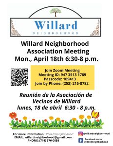 Willard Neighborhood Association Meeting Flyer