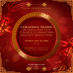 Invitation to Chinatown Apology Signing Ceremony