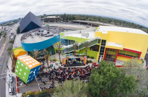 A picture of buildings and structure that was taken from above.