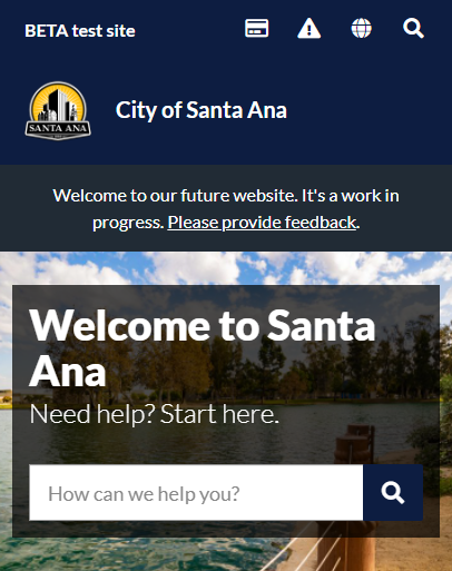 A image of a website screenshot that says Welcome to Santa Ana