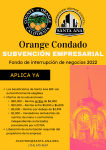 Business Interruption Fund Flyer in SPanish