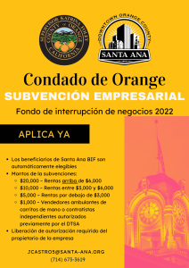 Orange County Business Interruption Fund in Spanish