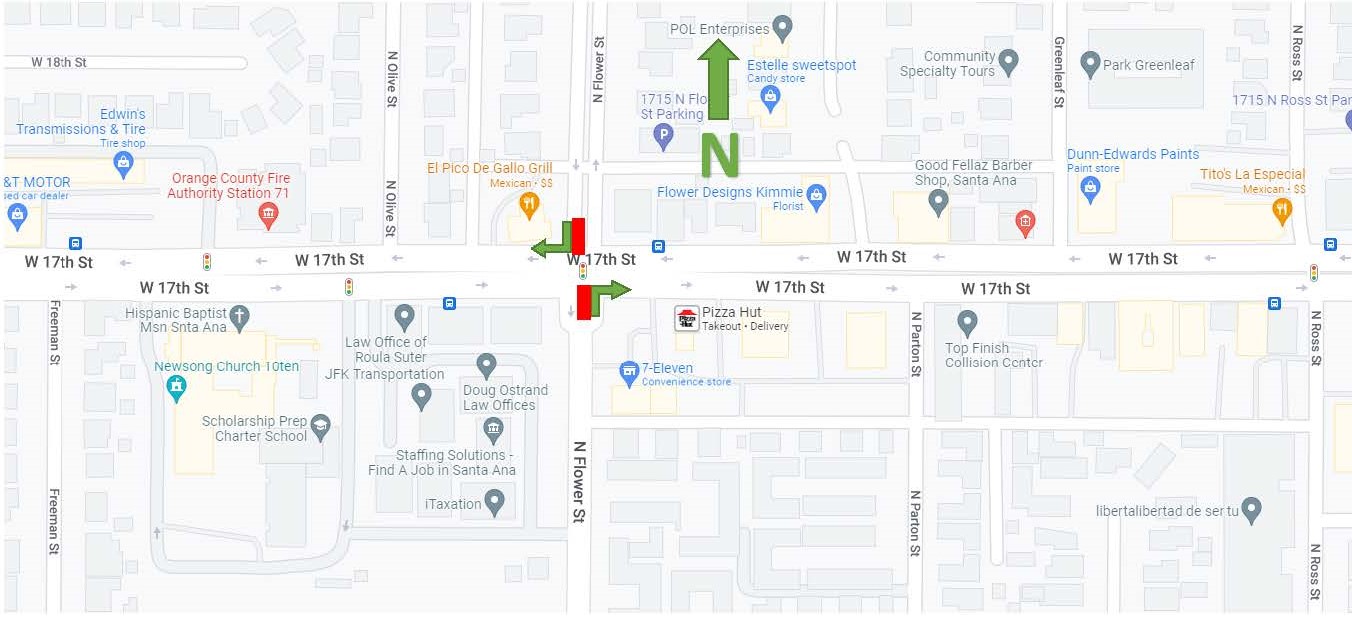 Lane Reduction No Left Turn Flower Street July 18 2022