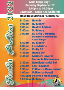 Fiestas Patrias Day 1 line-up / schedule (Day 1)