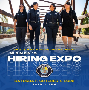 Police Department's Women's Hiring Expo Flyer for October 1 from 10 a.m. to 1 p.m.