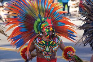 Aztec dancer at Fiestas Patrias event