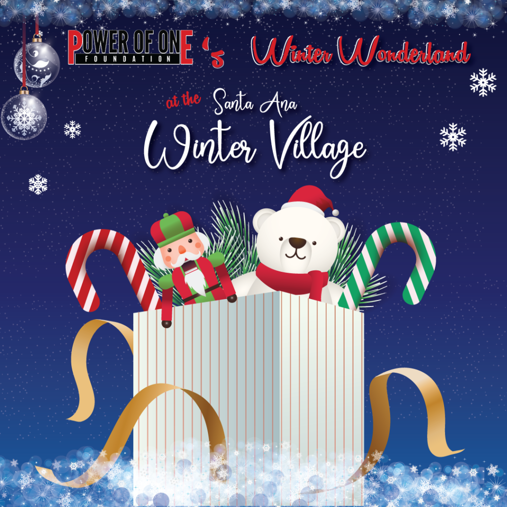 Graphic of the POOF Winter Wonderland special event at the Santa Ana Winter Village