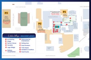 Winter Village event layout and parking options