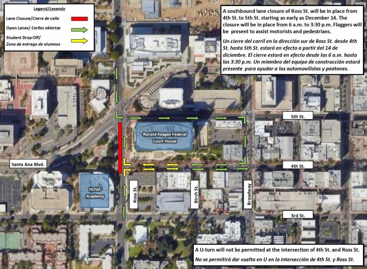 map of closure on Ross Street