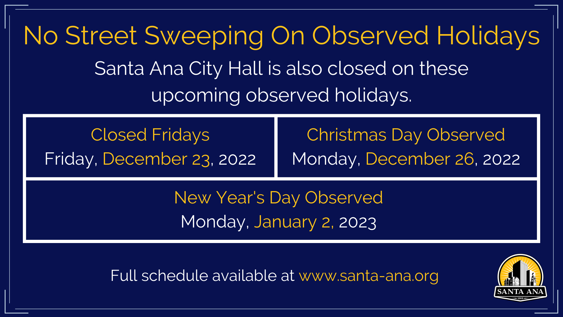 Holiday closure