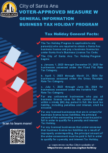 Tax Holiday Program General Facts Flyer in English