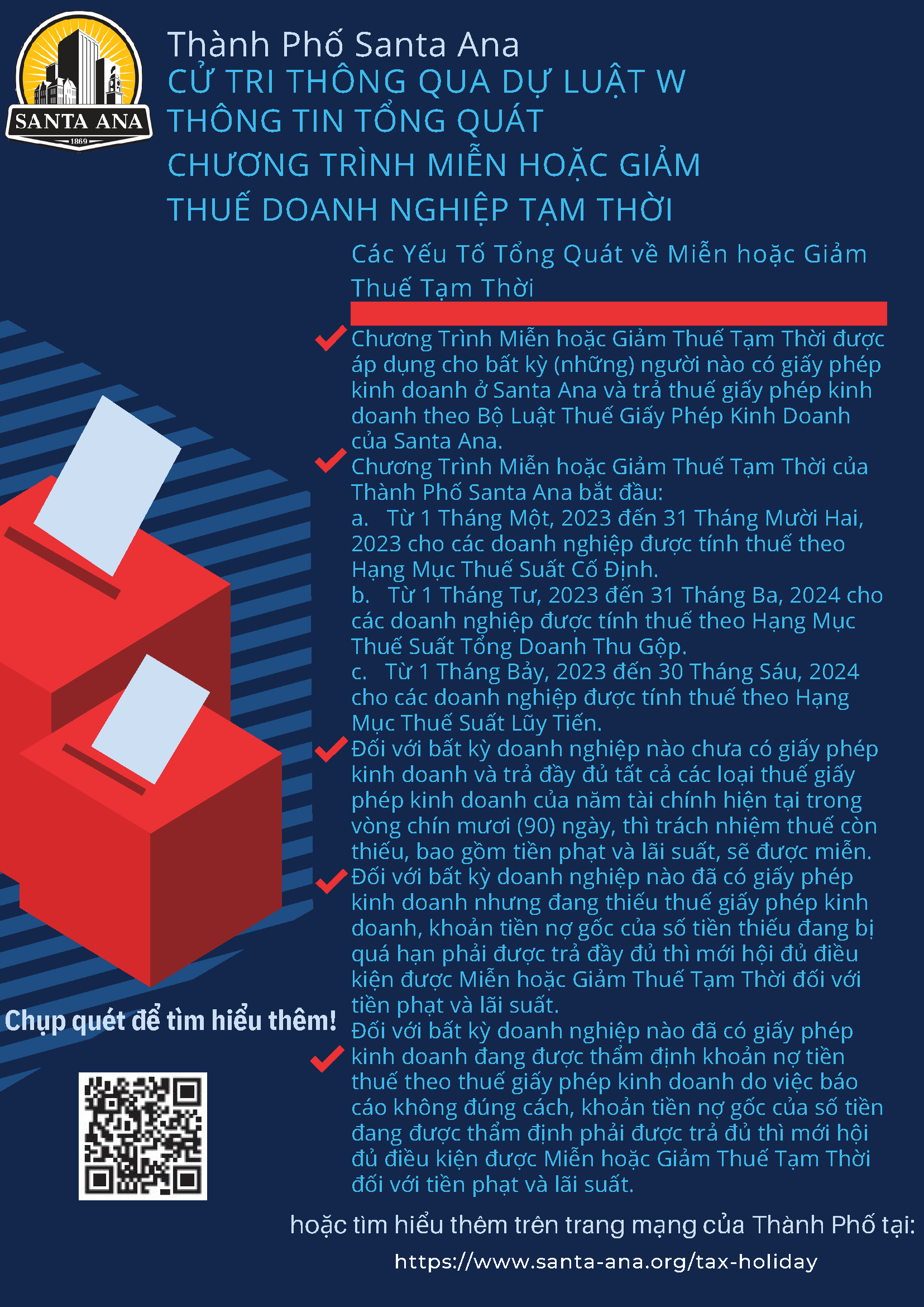 Tax Holiday Program General Facts Flyer in Vietnamese