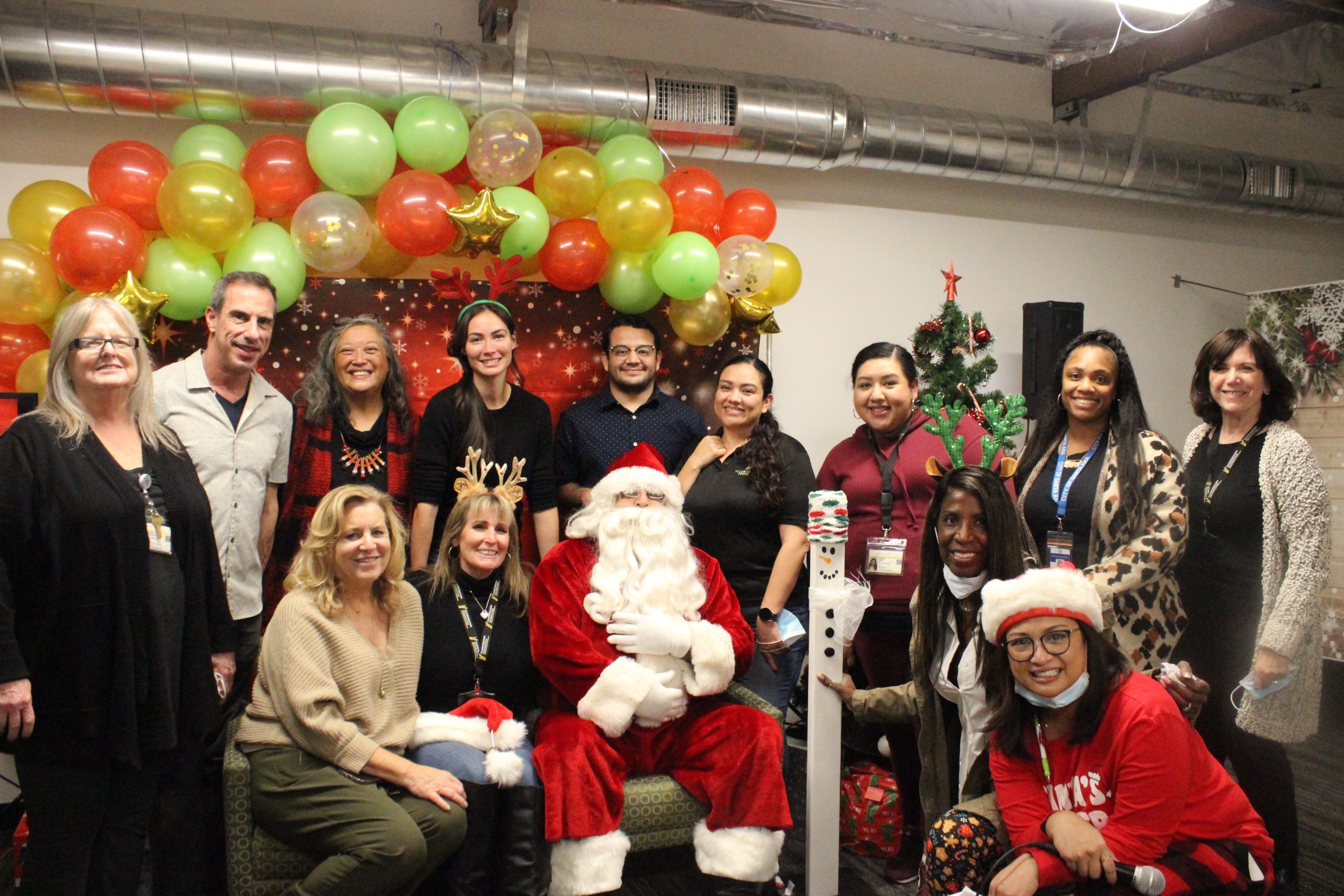 Clients at the navigation center celebrating Christmas