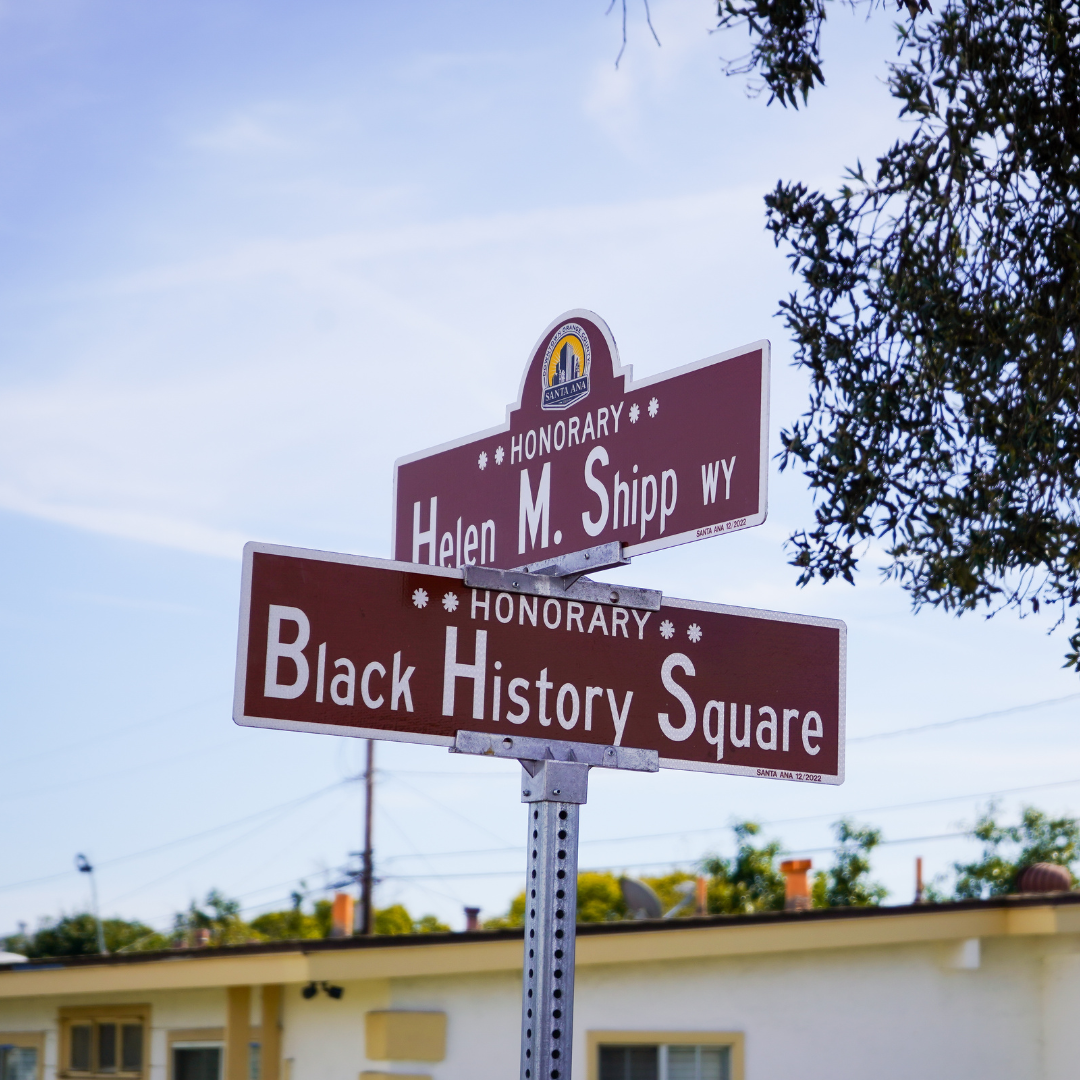 Inaugural Street Sign Toppers Helen M Shipp Way and Black History Square