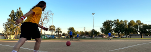 Person playing kickball