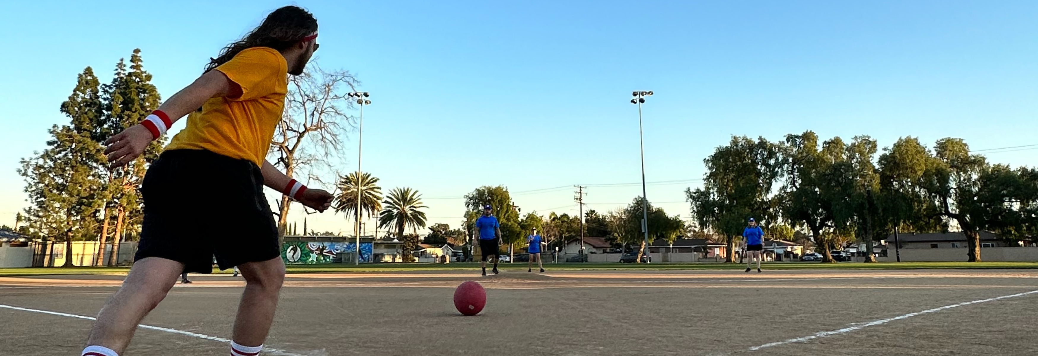 Person playing kickball