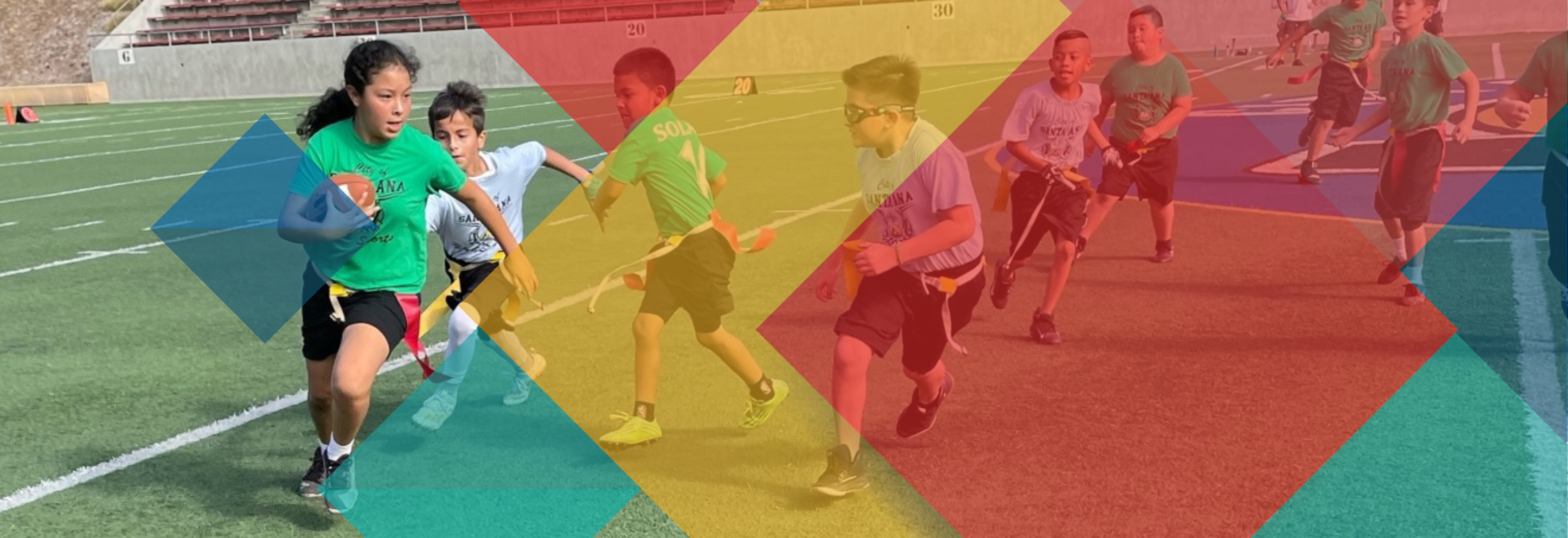 Youth playing flag football