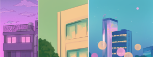 Colorful animated cities