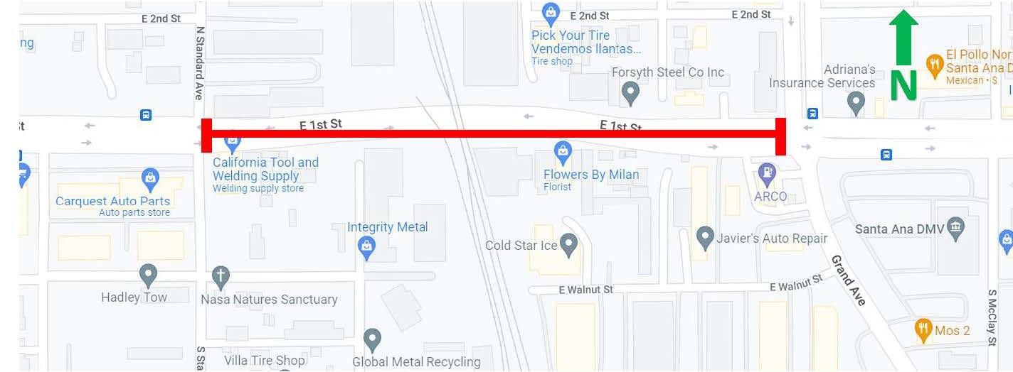 map of full closure on First Street