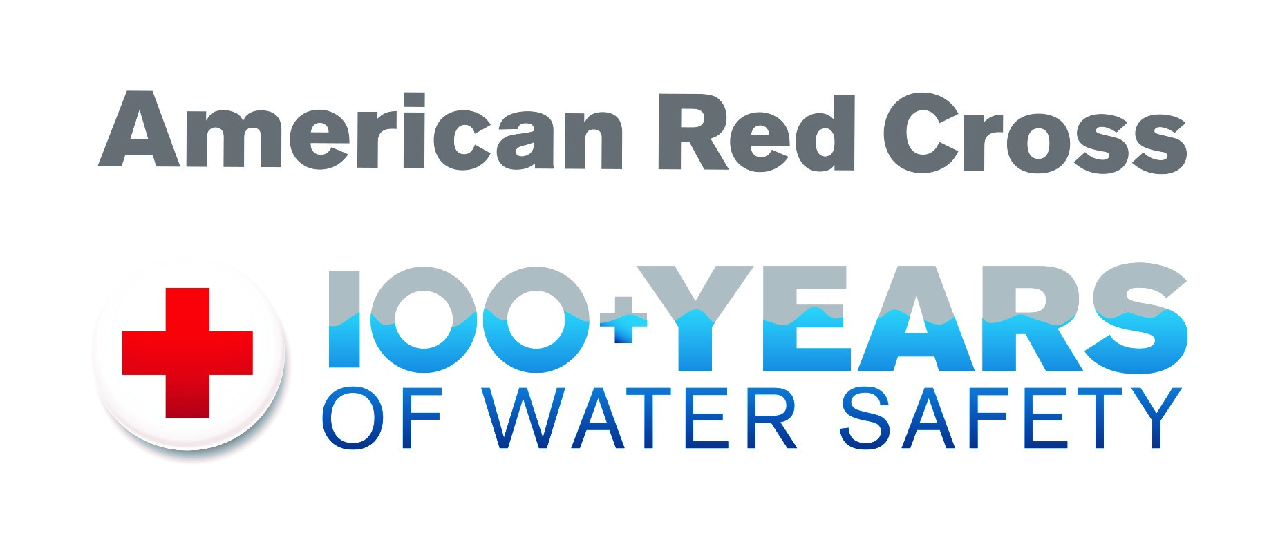 American Red Cross logo + 100 years of water safety