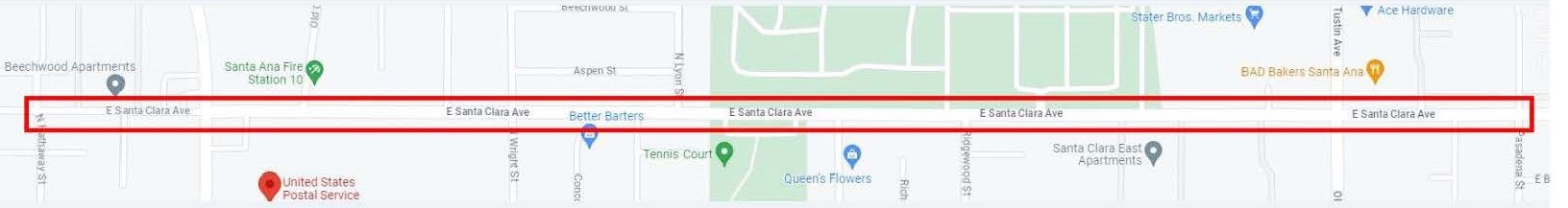 map of lane reductions on Santa Clara Ave.