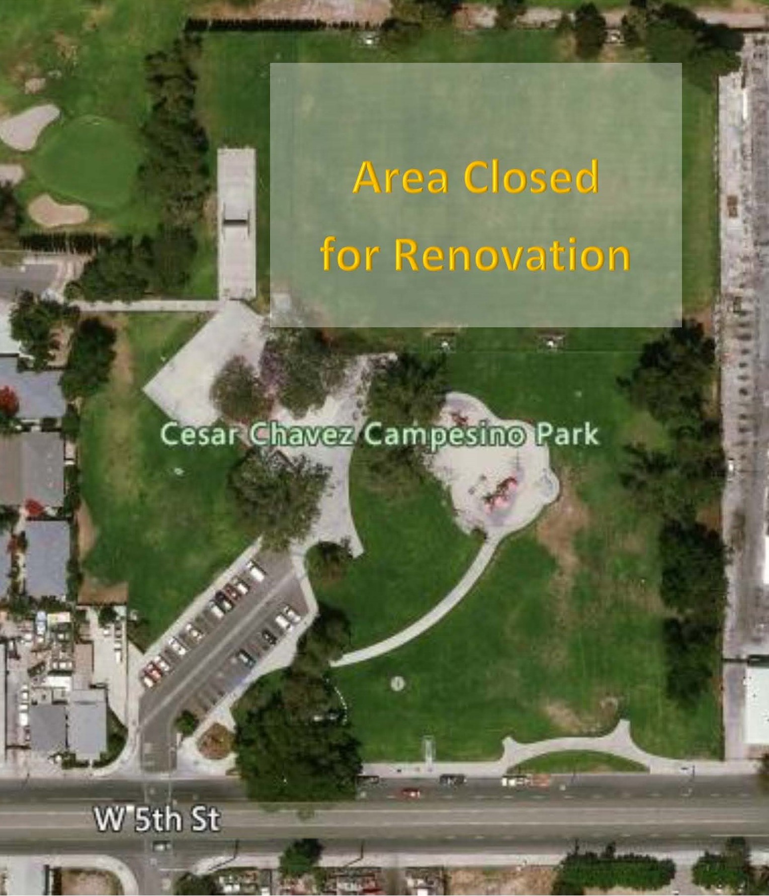 map of Cesar-Chavez-Campesino Park closure