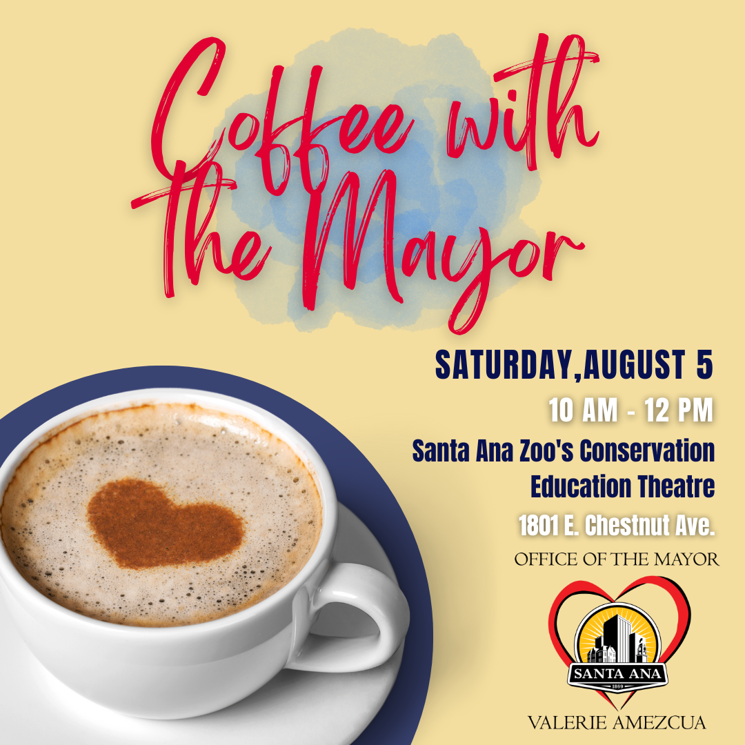 Coffee with the Mayor Graphic August 5 at the Santa Ana Zoo