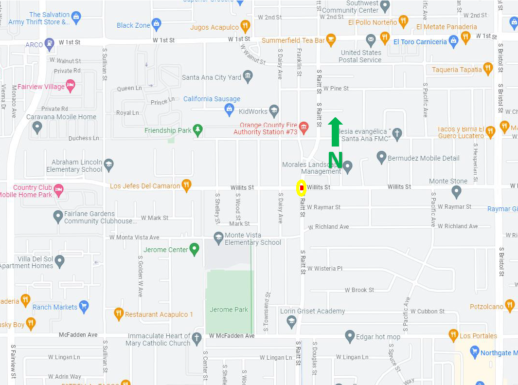 map of lane reductions at intersection of Raitt and Willits Streets
