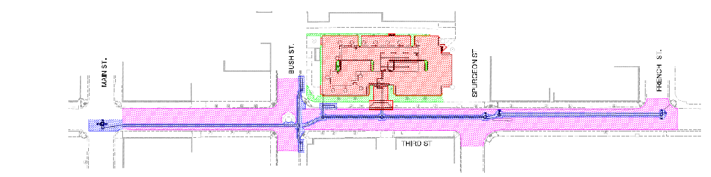 map of Downtown flood reduction project area