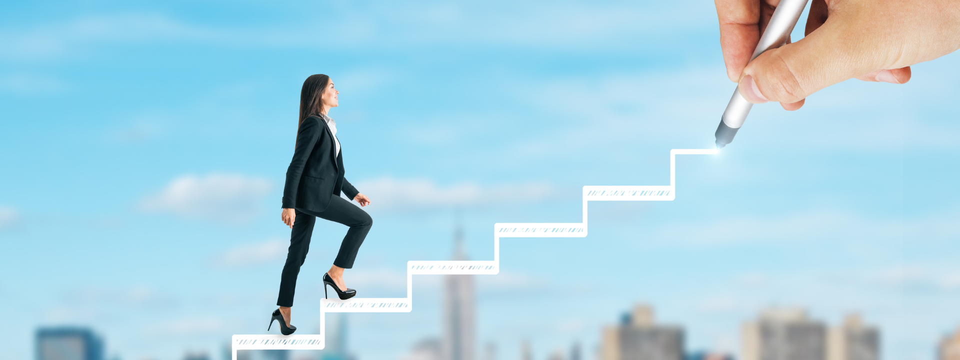 lady climbing drawing on steps