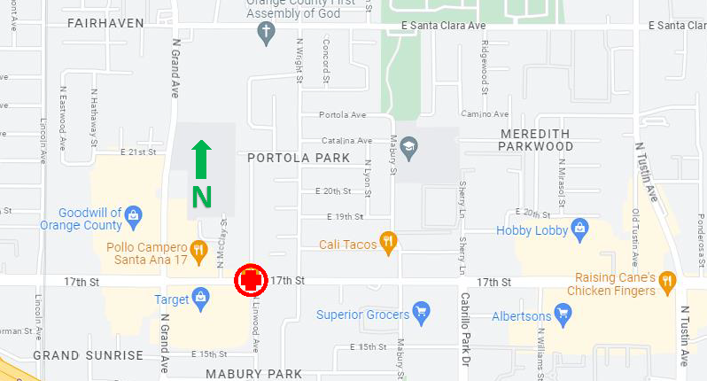 map illustrating signal light flashing on 17th St. and Linwood