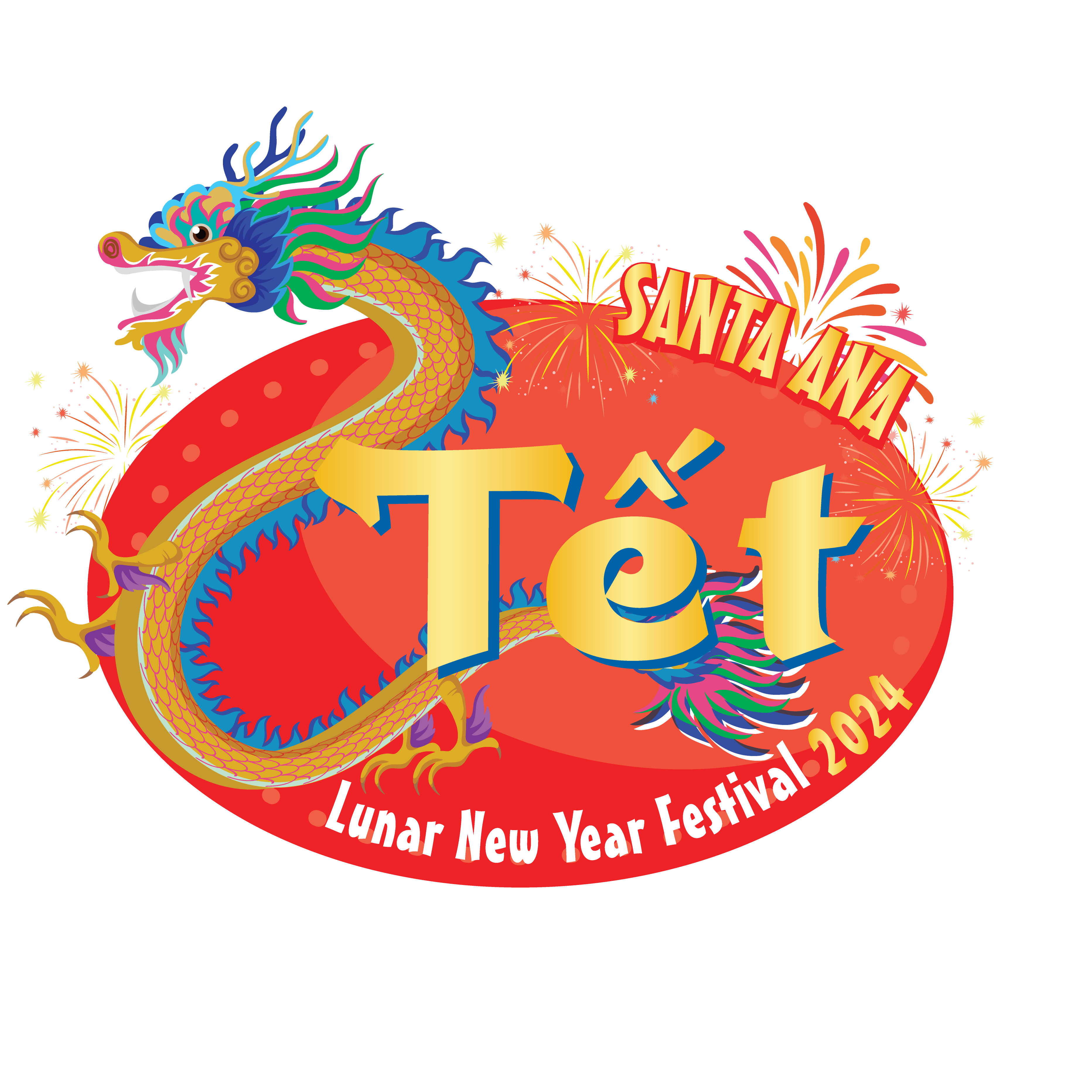 Santa Ana Tet (Lunar New Year) Festival 2024 branded image with dragon